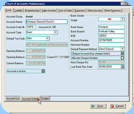 Bank Details Sceen