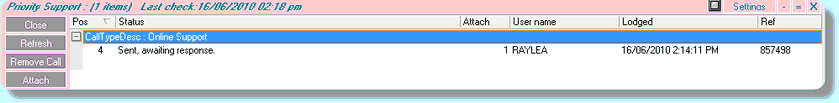 Online Service Queue showing outstanding request