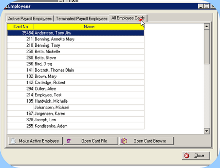 Open the All Employee Cards tab