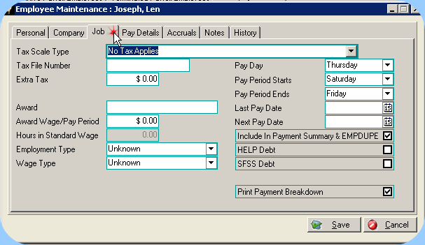 Job Tab